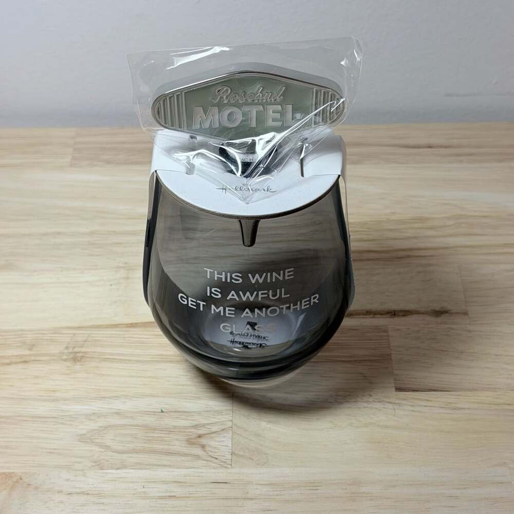 Hallmark Schitt's Creek Stemless Wine Glass and Bottle Stopper Set
